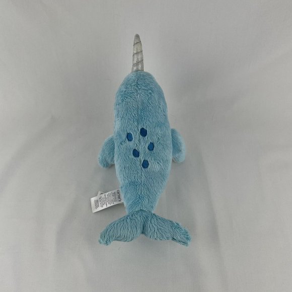 Carters Narwhal 11" Plush Blue Silver Horn Stuffed Animal Toy Embroidered Eyes - Picture 4 of 7